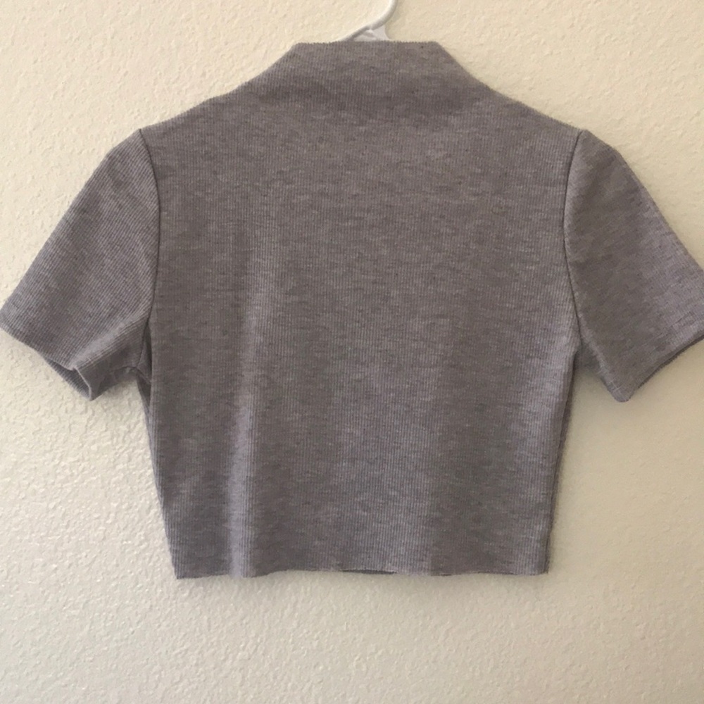 Grey Cropped Turtle neck t shirt